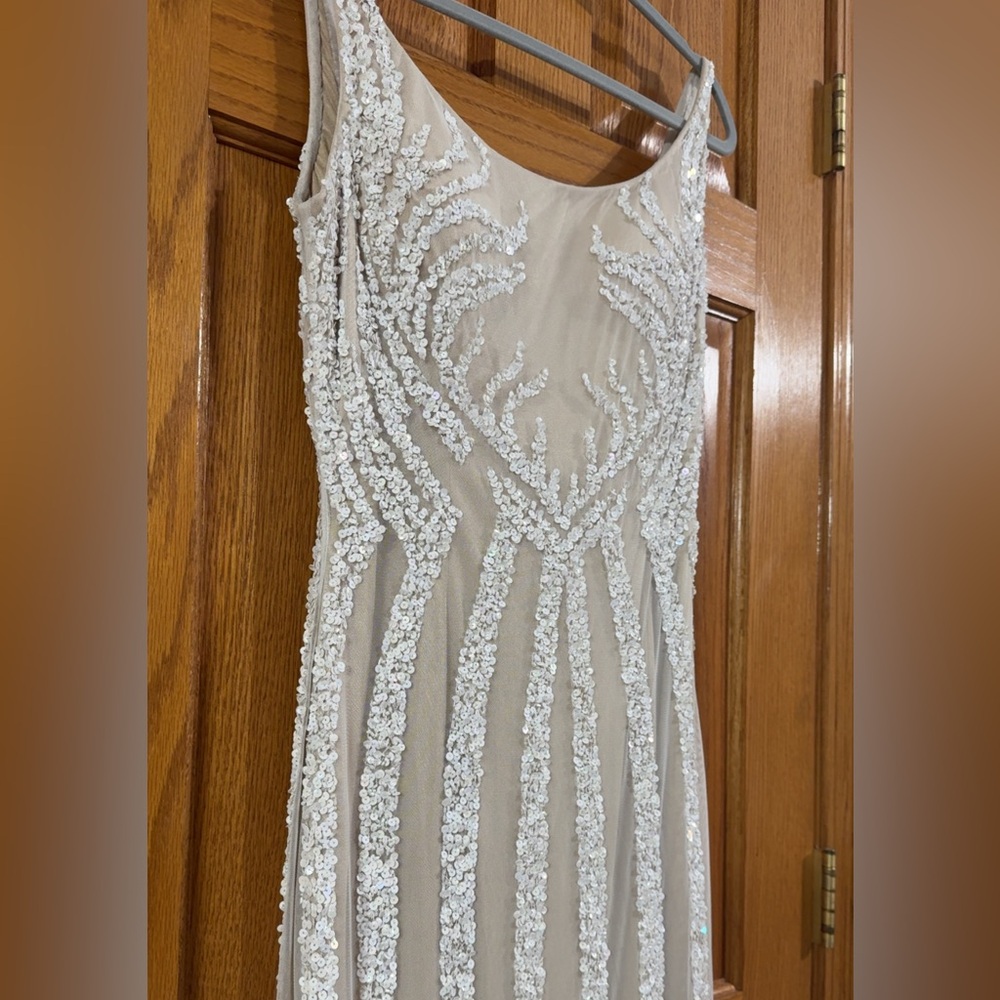 Women’s Formal Dress BG Haute 48722SC Sequined Size 10 Gown Ivory/Nude NEW - Picture 15 of 16